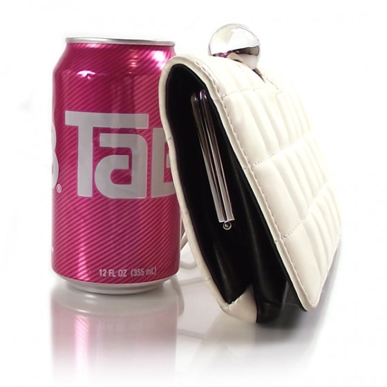 Lambskin Quilted Crystal Ball Clutch Ivory