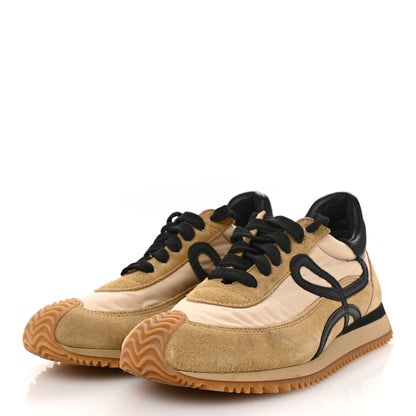 Loewe Nylon Suede Flow Runner Sneakers 38 Gold Black 4 of 14