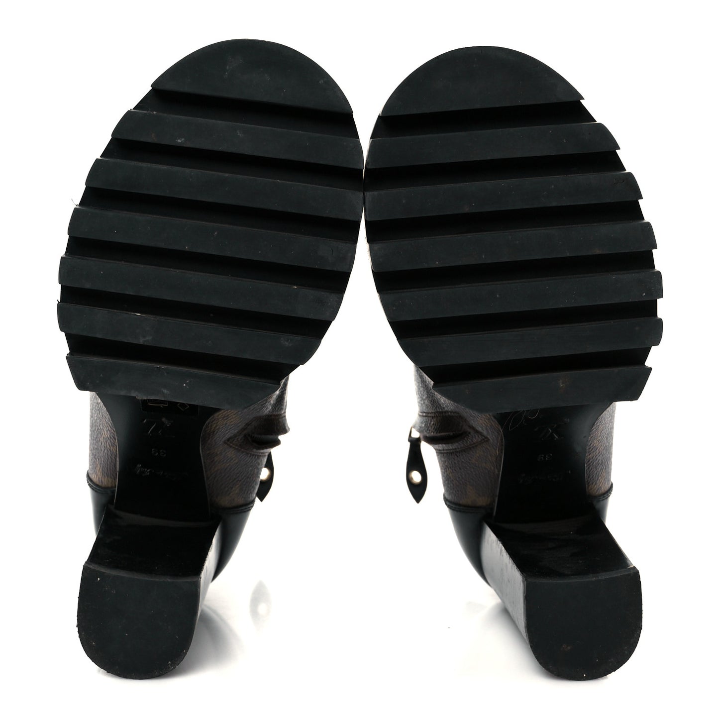 Patent Calfskin Monogram Star Trail Ankle Boots 39 Black