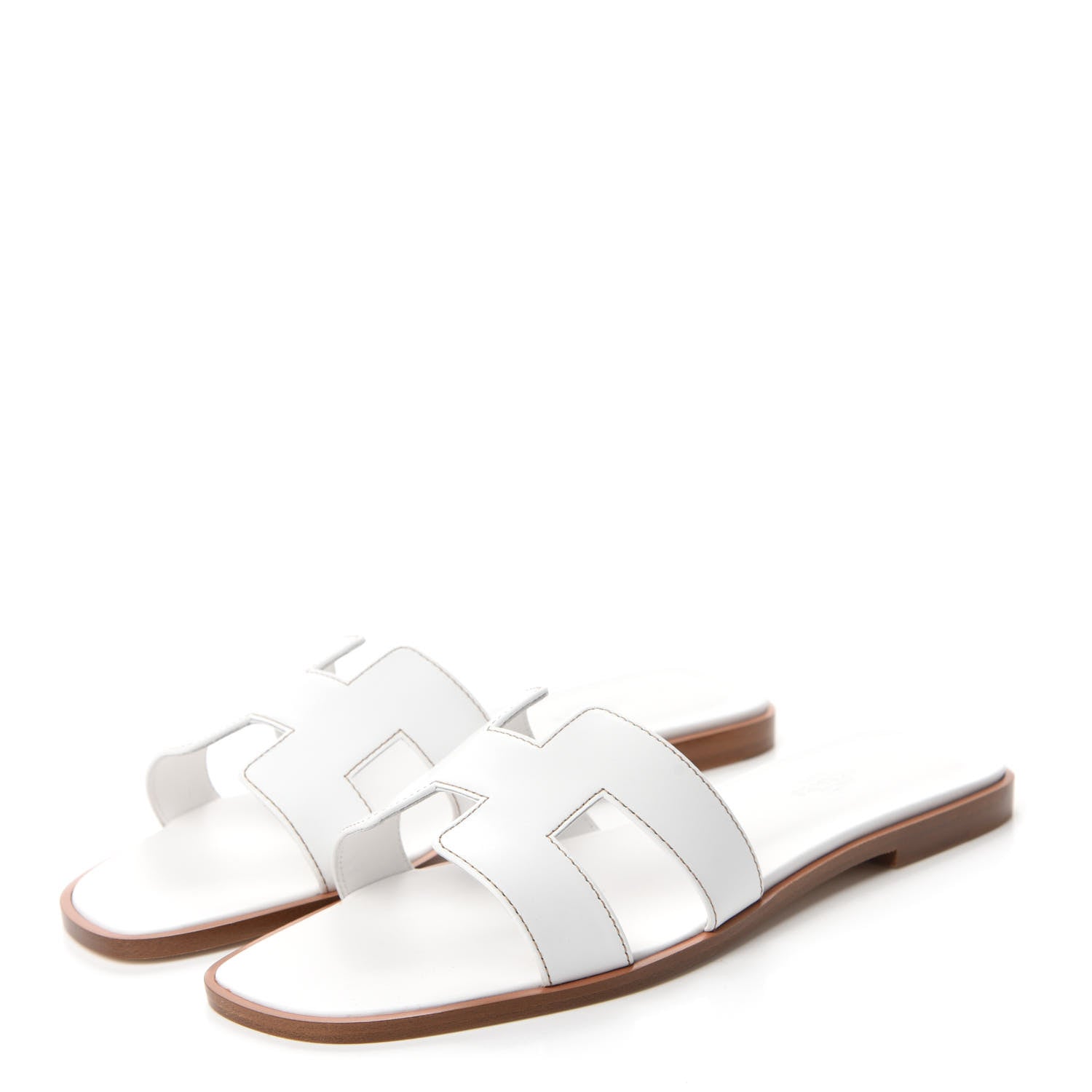 Hermes Box Calfskin Oran Sandals 40 White 3 of 9