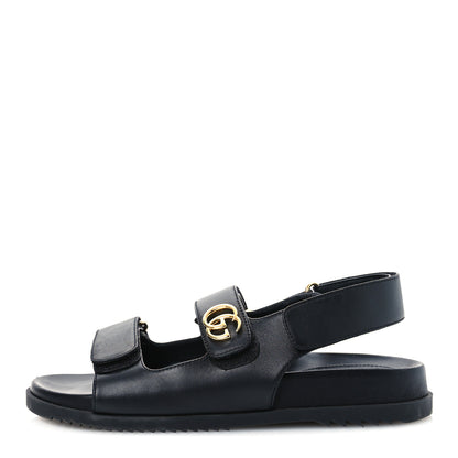 Gucci Calfskin Mini Double G Womens Isla Dad Sandals 37 Black 1 of 13