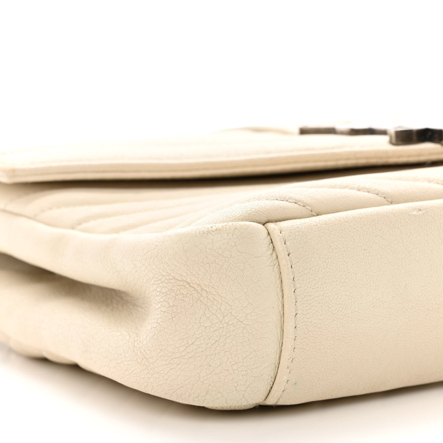Saint Laurent Sheepskin Matelasse Chevron Monogram Medium College Bag Dove White 9 of 20