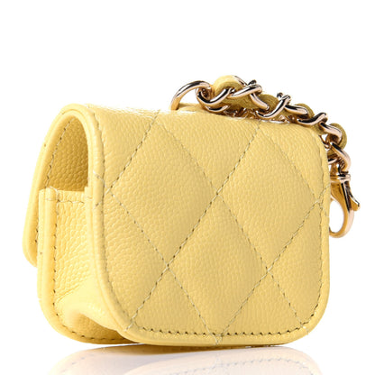 Chanel Caviar Quilted Crystal CC Airpods Pro Case Yellow 2 of 4
