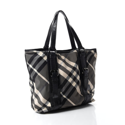 Burberry Nylon Beat Check Victoria Tote Black 3 of 11