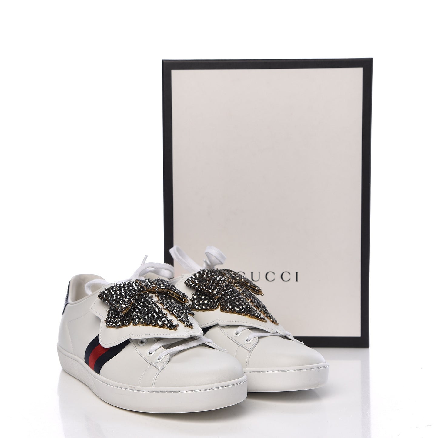 Calfskin Ayers Web Womens Ace Bow Lace Sneakers 40.5 White