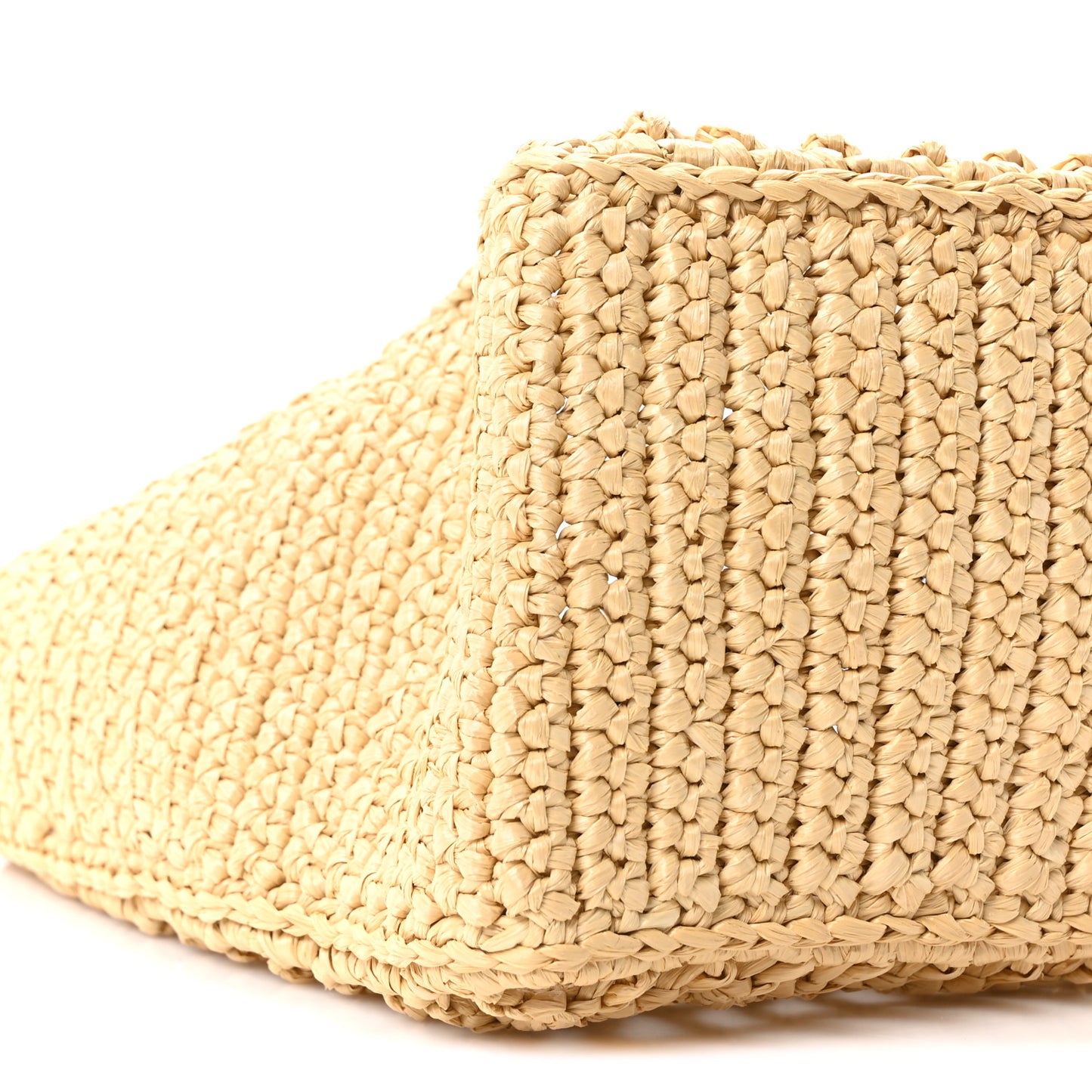 Yarn Raffia Effect Crochet Logo Embroidered Small Tote Bag Naturale