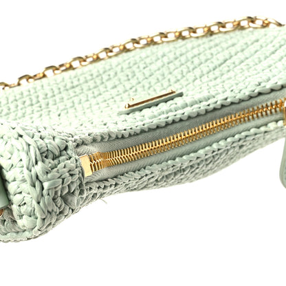Prada Yarn Raffia Effect Crochet Re-Edition 2005 Shoulder Bag Acqua 13 of 13