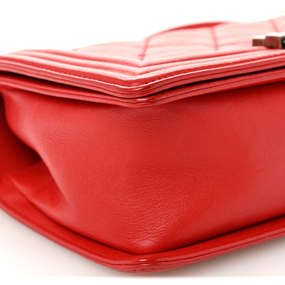 Chanel Calfskin Quilted Double Stitch Medium Boy Flap Red 9 of 12