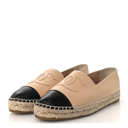 Chanel Lambskin CC Espadrilles 40 Beige Black 4 of 13