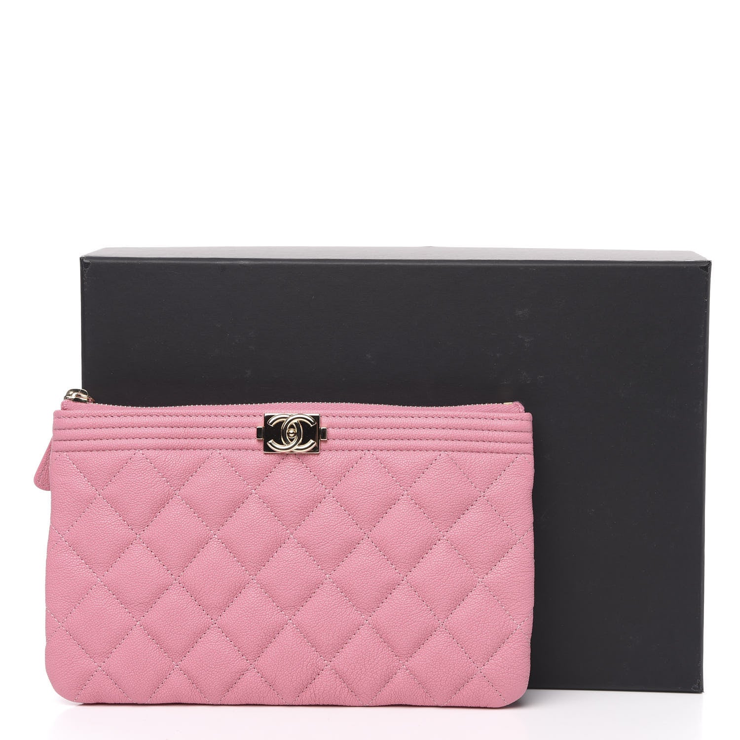 Chanel Caviar Quilted Zipped Boy Pouch Pink 8 of 8