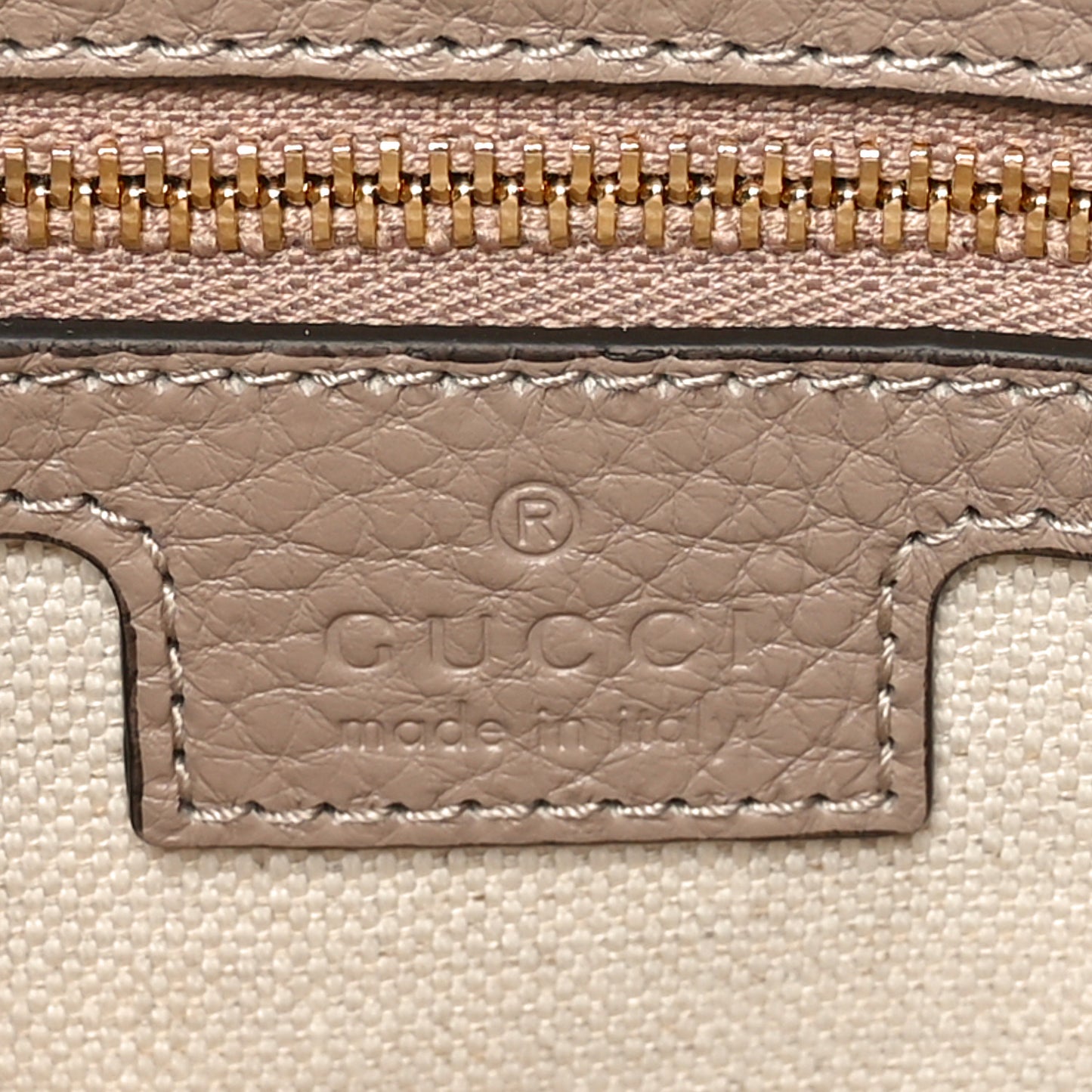 Calfskin GG Emblem Small Top Handle Bag Taupe