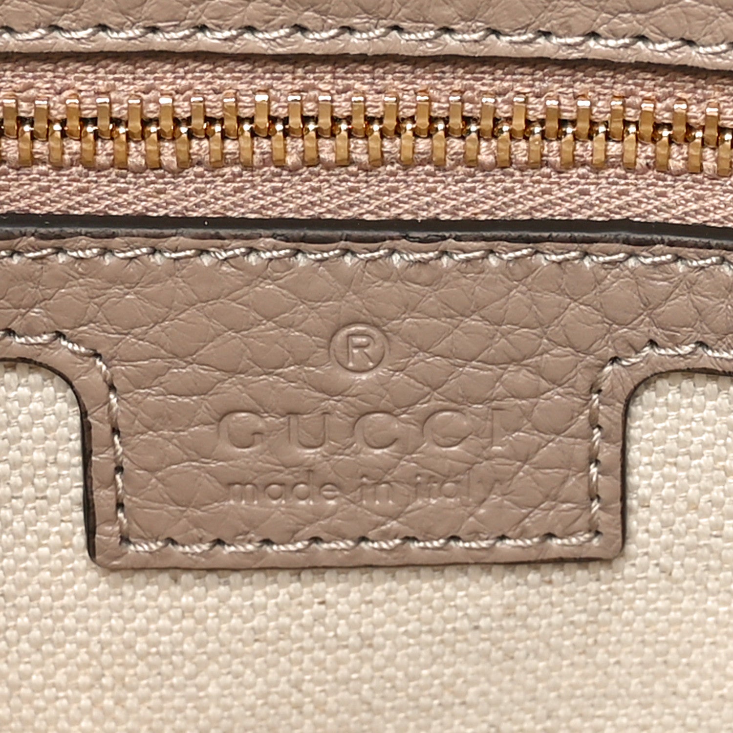 Gucci Calfskin GG Emblem Small Top Handle Bag Taupe 6 of 10