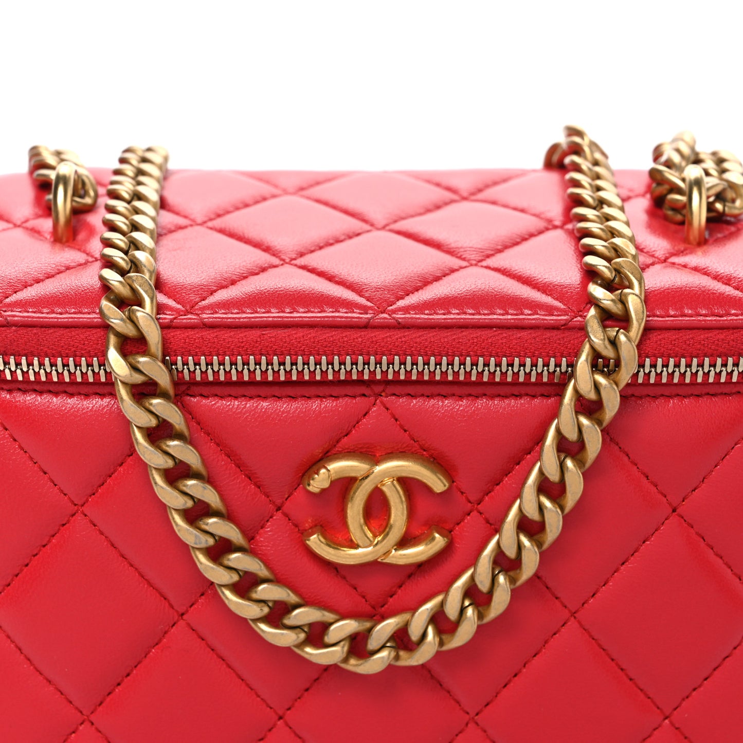 Caviar Quilted Sweetheart Vanity Case Dark Red