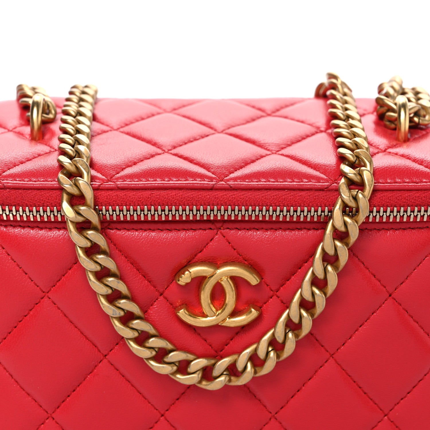 Chanel Caviar Quilted Sweetheart Vanity Case Dark Red 8 of 10