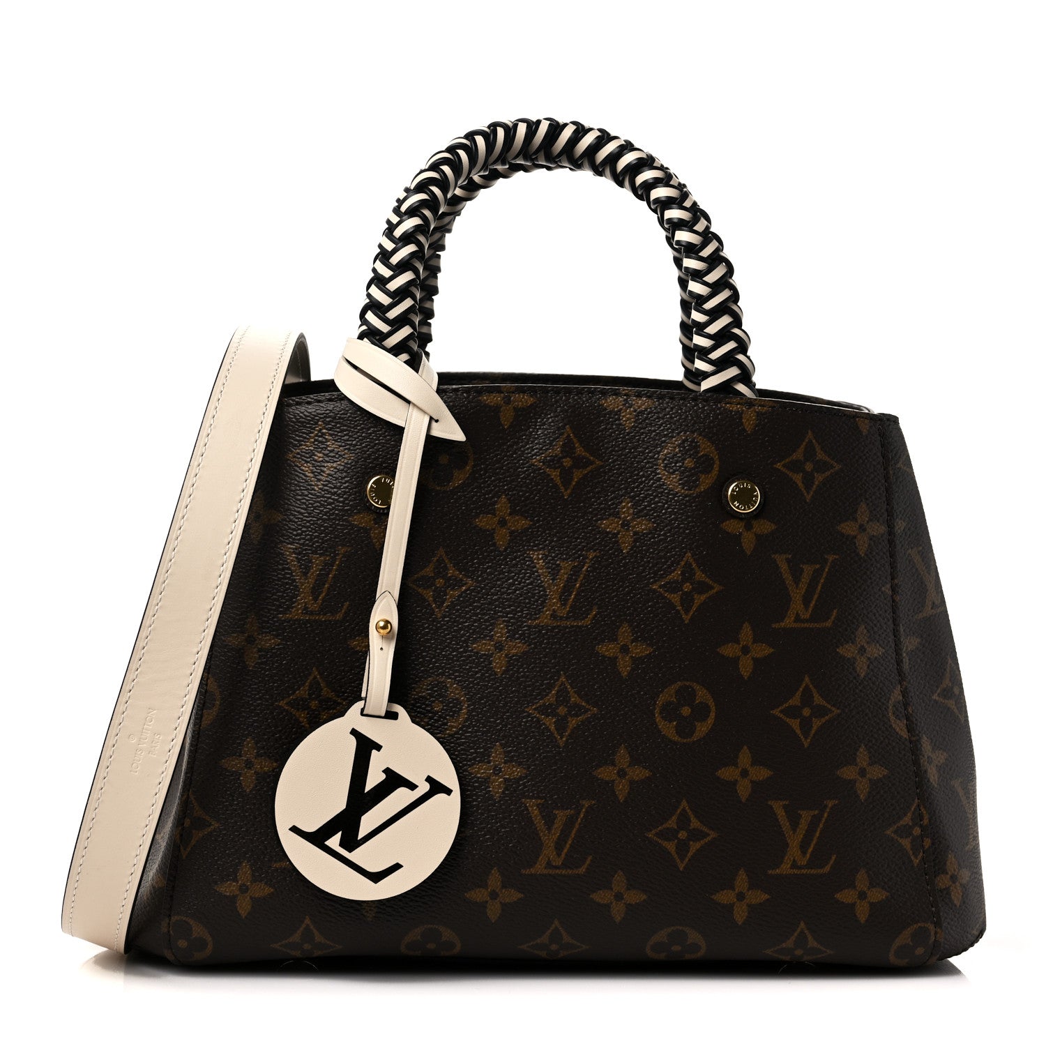 Louis Vuitton Monogram Braided Montaigne BB Creme Beige 1 of 8