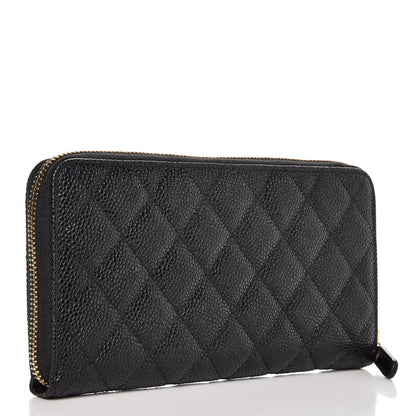 Chanel Caviar Quilted Large Gusset Zip Around Wallet Black 3 of 9