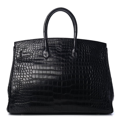 Hermes Matte Porosus Crocodile Birkin 35 Black 3 of 31