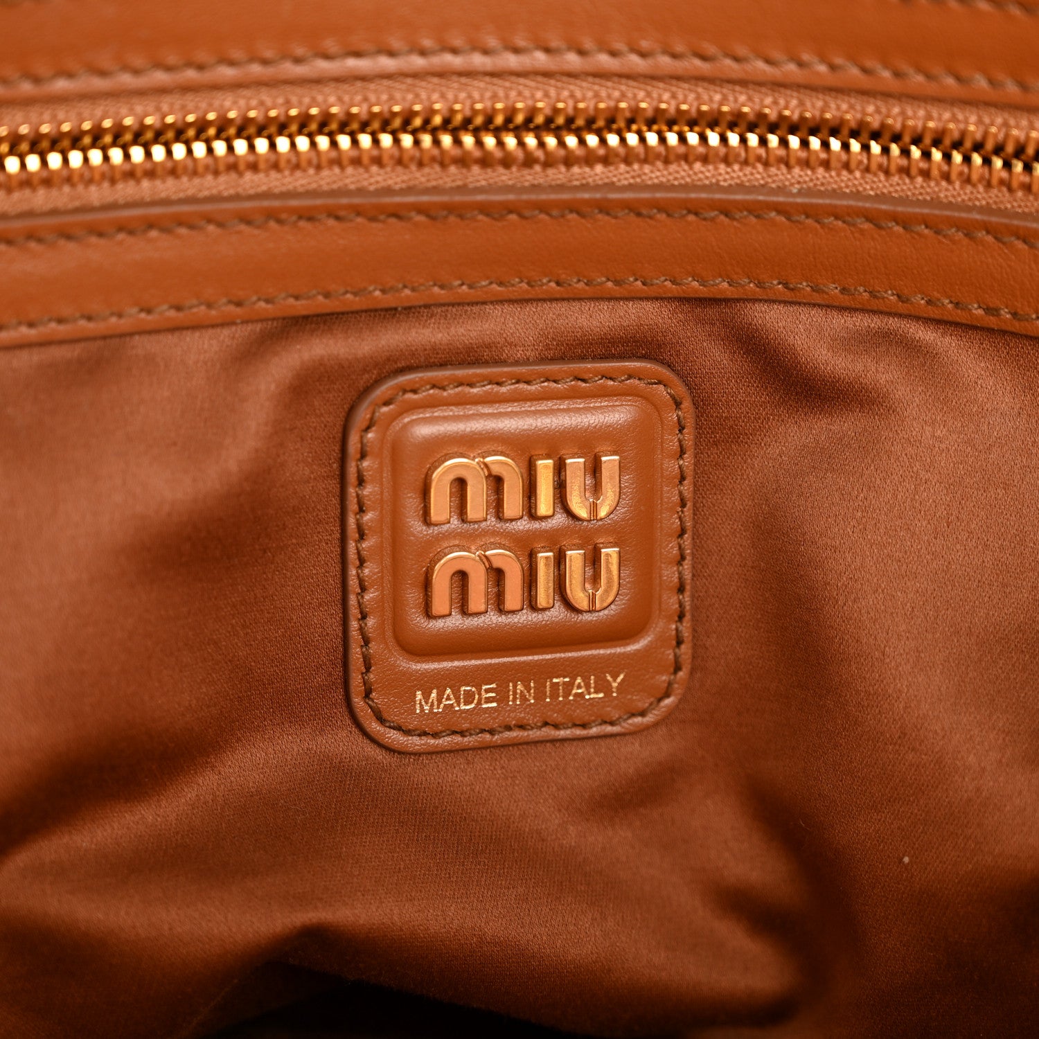 Miu Miu Soft Calf Softy Large Beau Top Handle Bag Cognac 1788618
