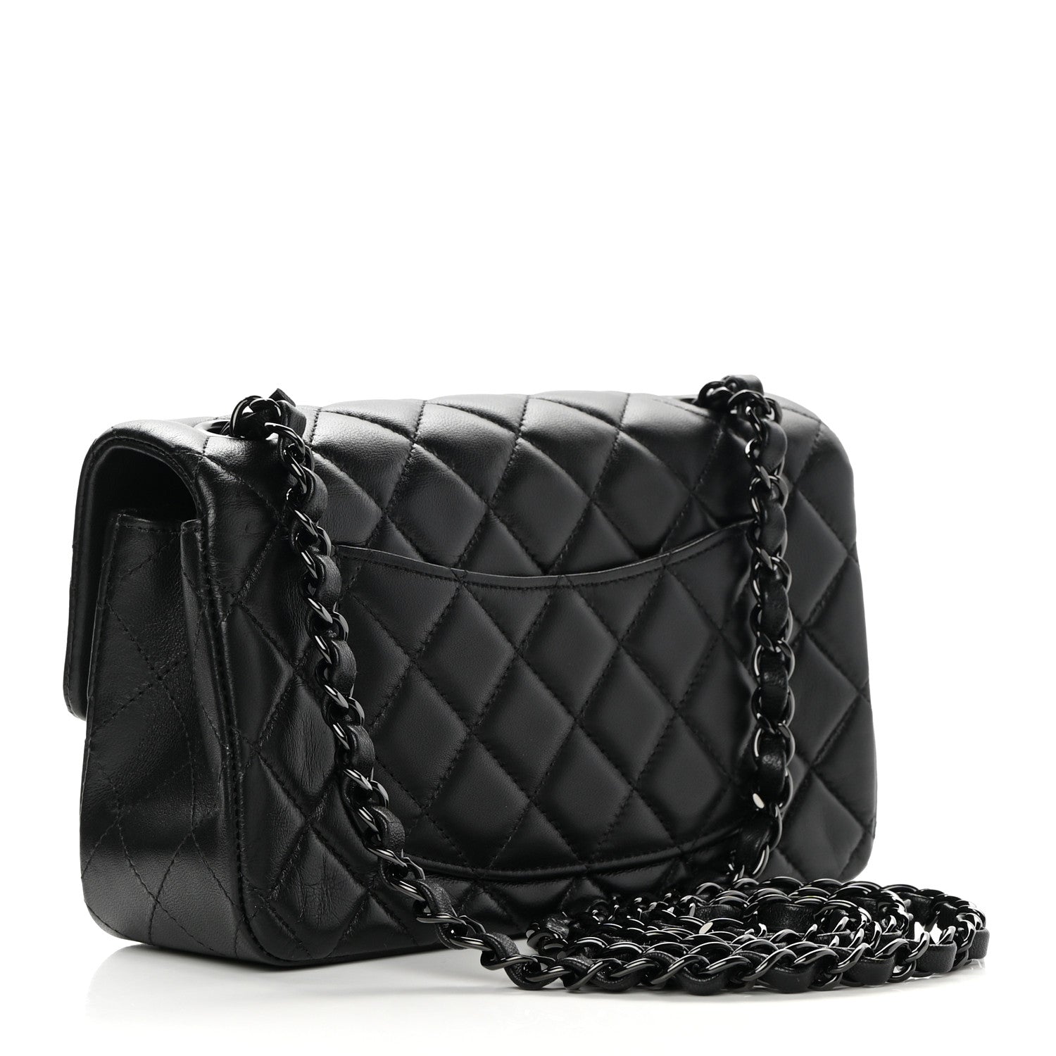 Chanel Lambskin Quilted Mini Rectangular Flap So Black 3 of 13
