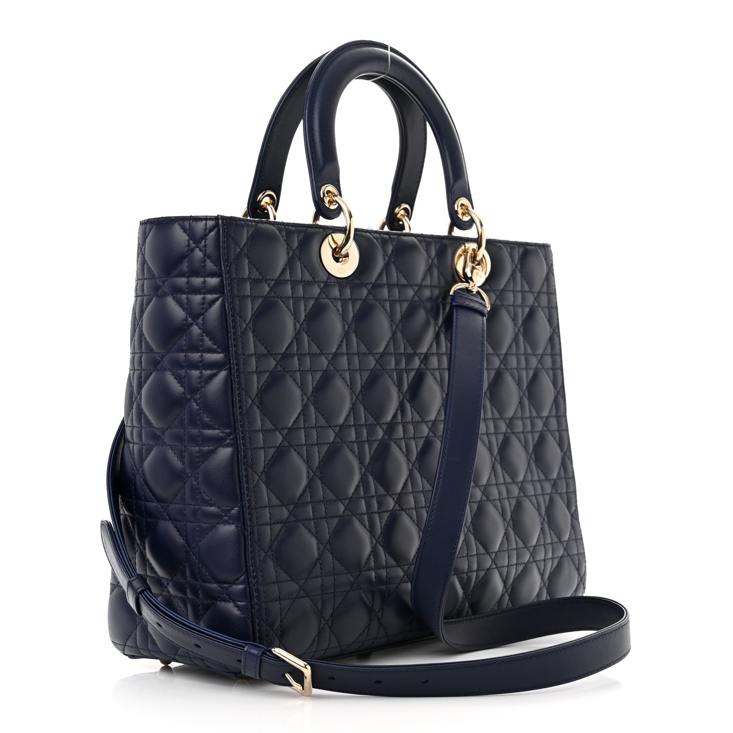 Christian Dior Lambskin Cannage Large Lady Dior Navy Blue 3 of 9