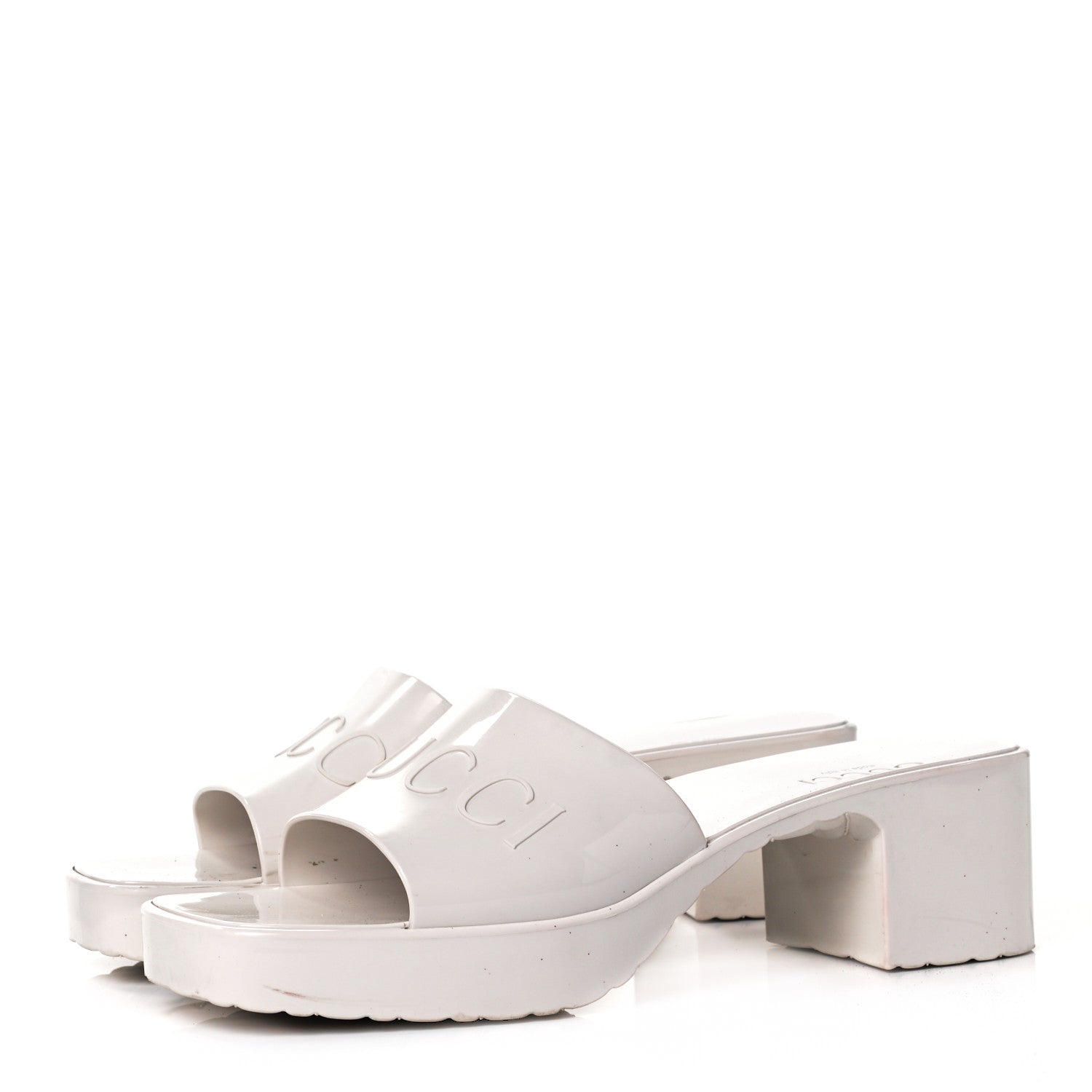 Gucci Rubber Gucci Logo Womens Platform 20/60mm Slide Sandals 41 Mystic White 3 of 8