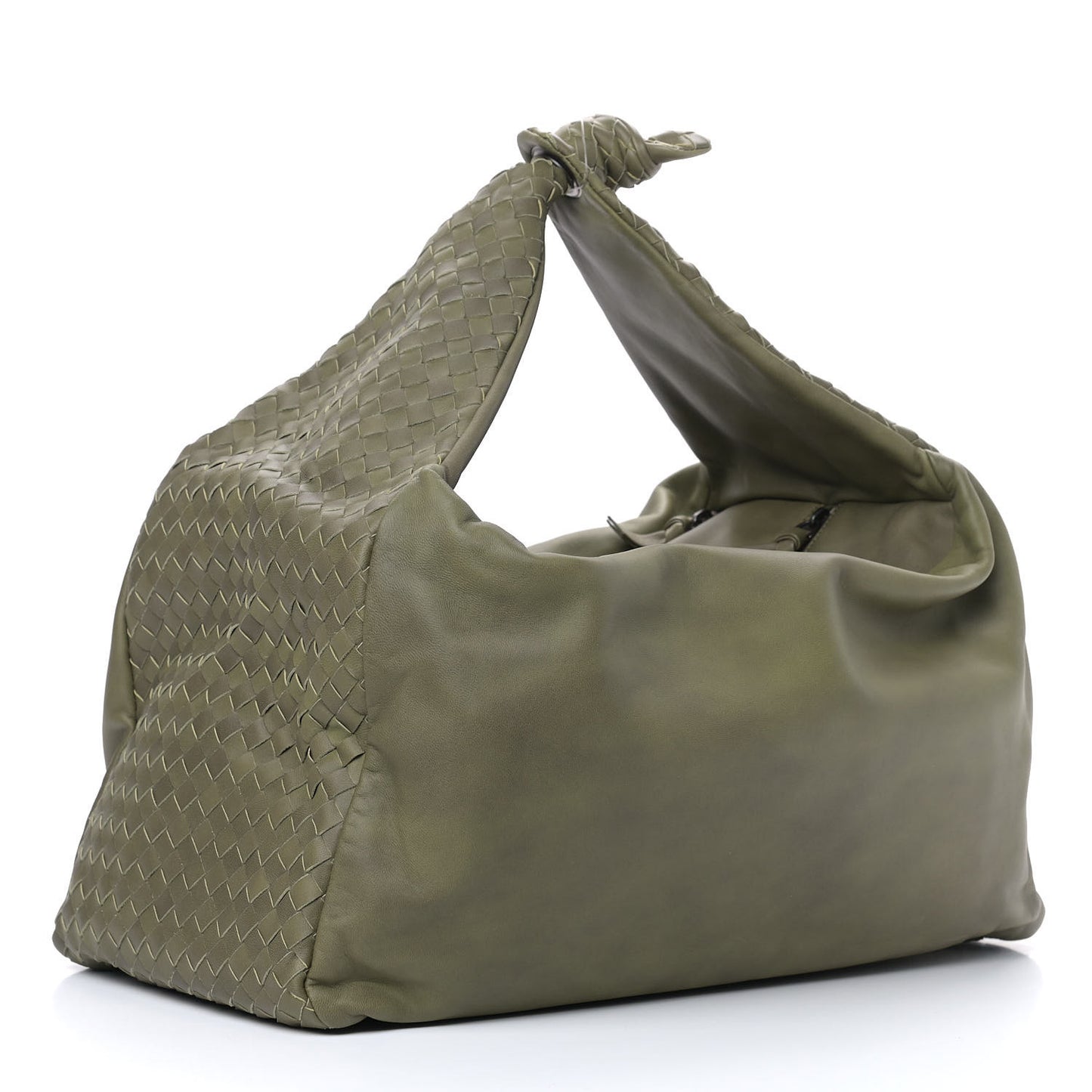 Nappa Intrecciato Large Knot Hobo Olive