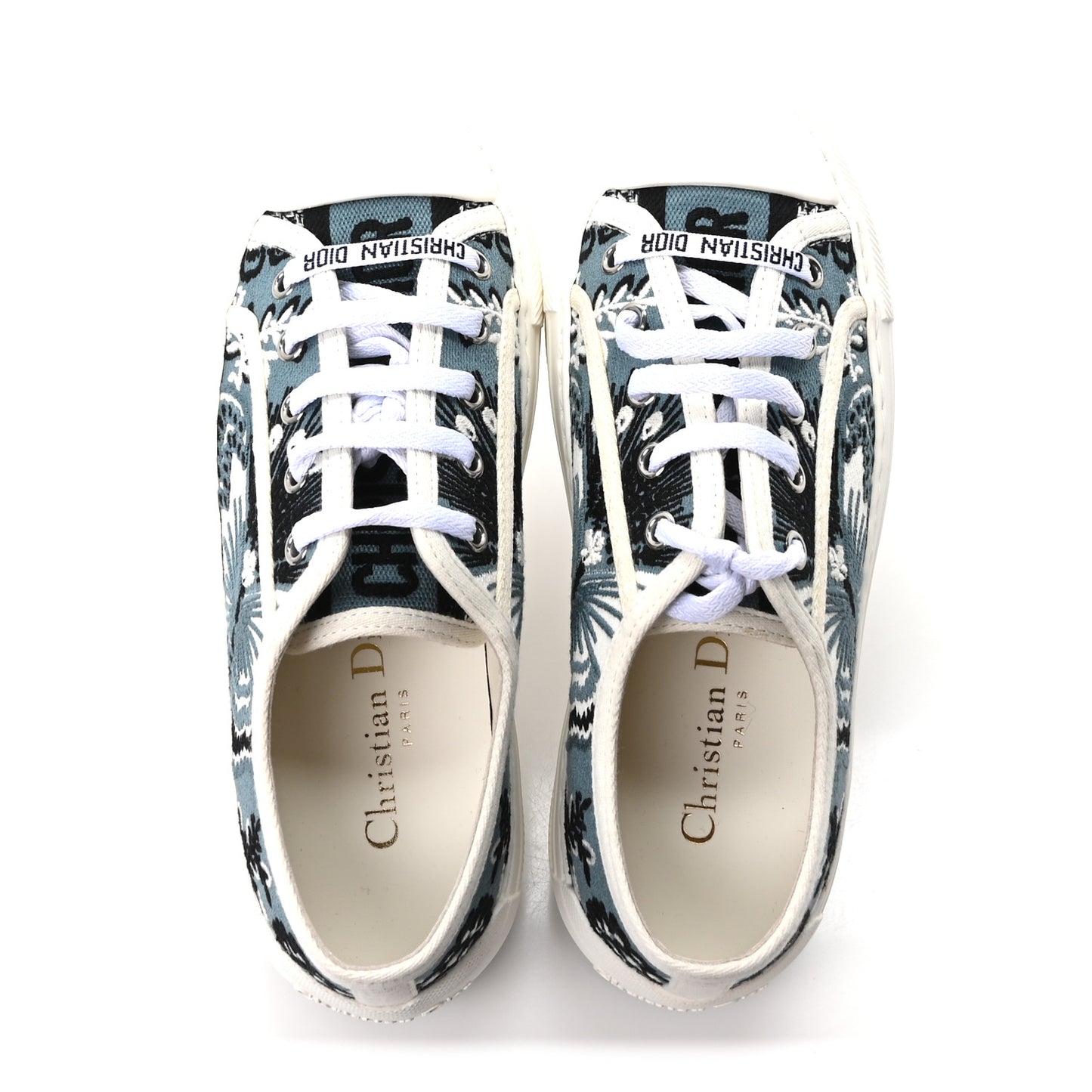 Cotton Butterfly Bandana Embroidered Walk'N'Dior Low Top Sneakers 35.5 Deep Blue
