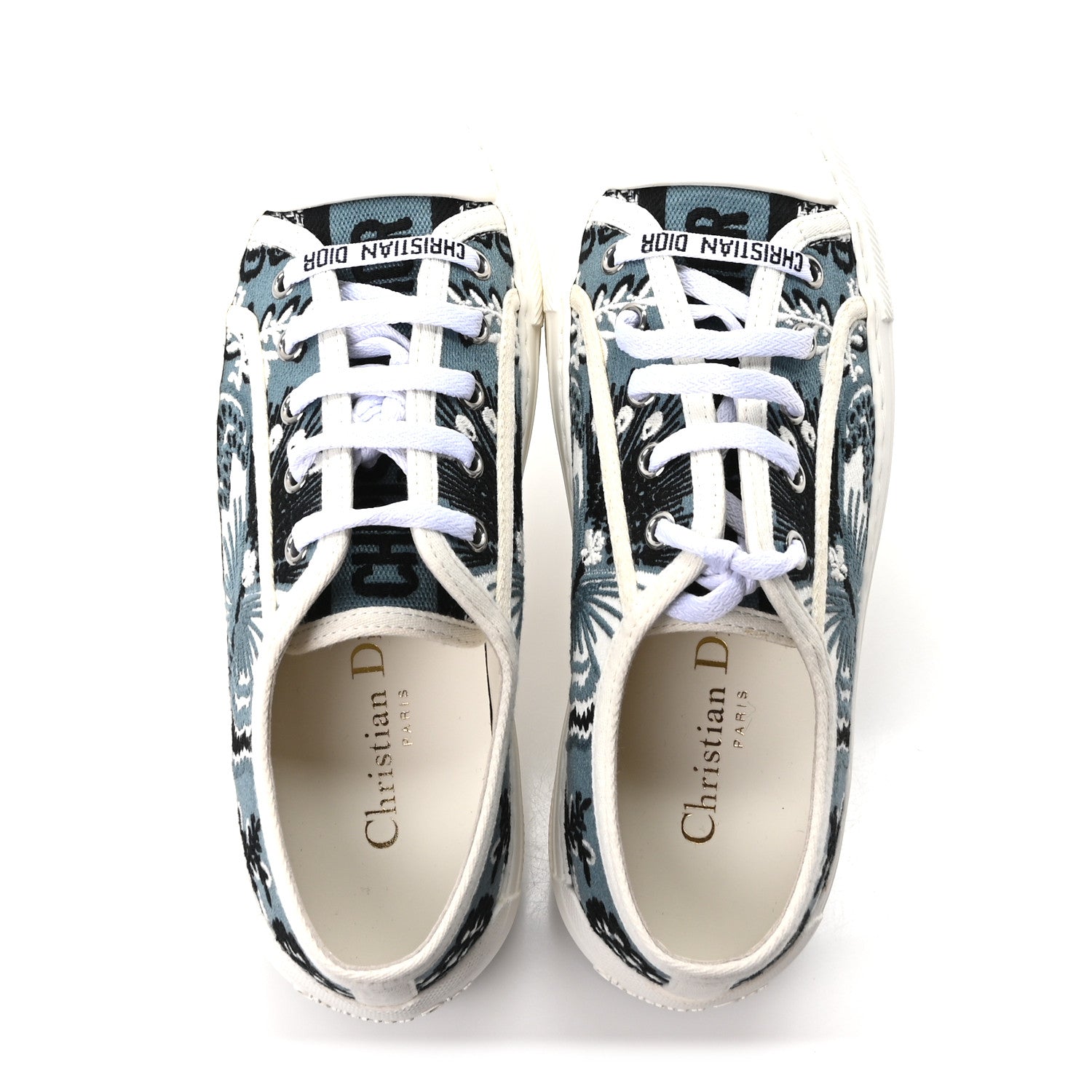 Christian Dior Cotton Butterfly Bandana Embroidered Walk'N'Dior Low Top Sneakers 35.5 Deep Blue 2 of 10