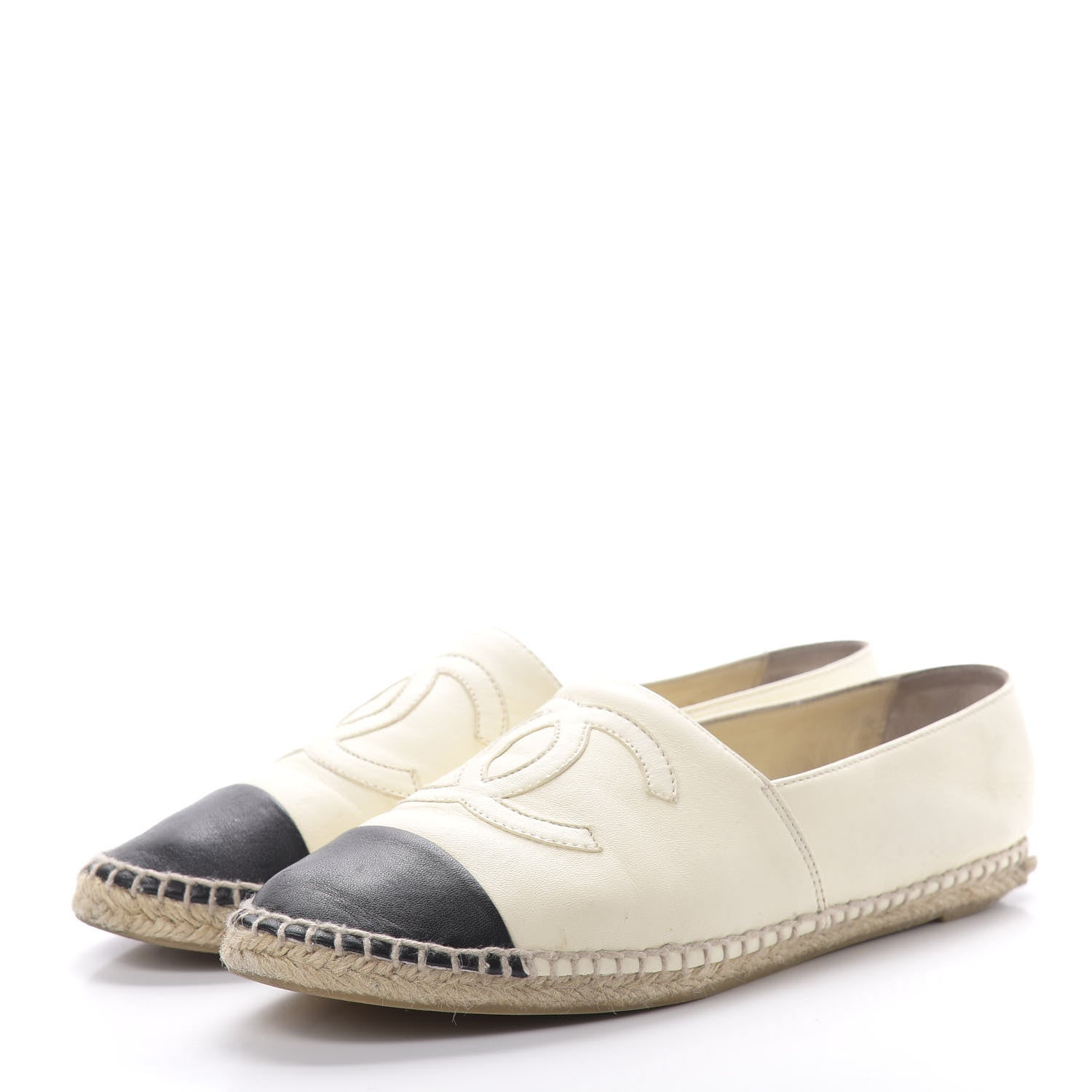 Chanel Lambskin CC Espadrilles 39 White Black 3 of 16