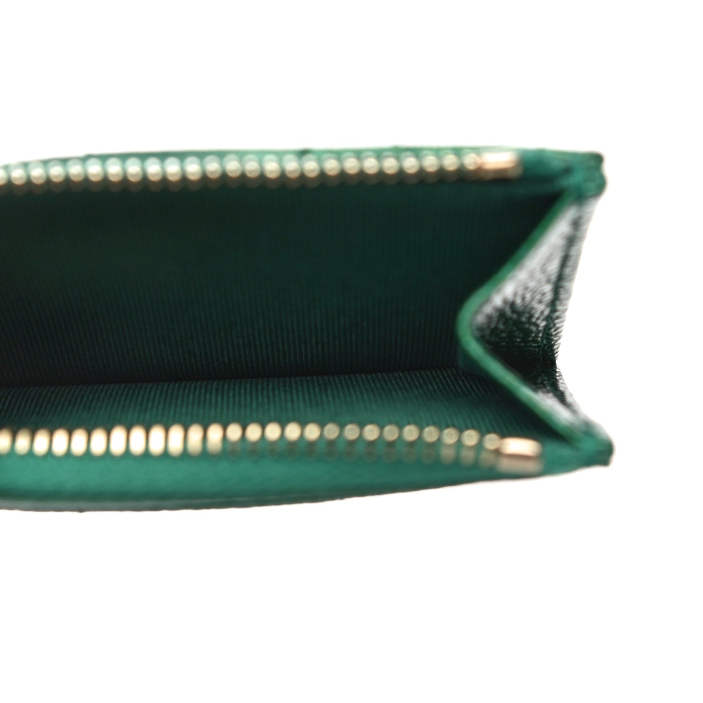 Metallic Caviar Quilted CC Zip Card Holder Green