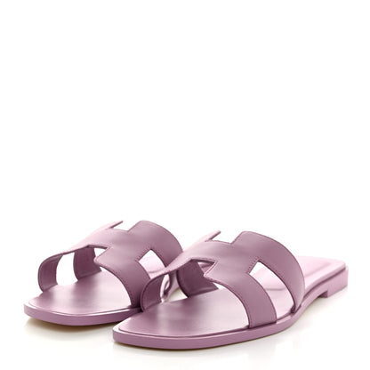 Hermes Calfskin Oran Sandals 38.5 Bruyère 3 of 9