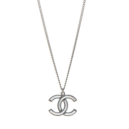 Chanel Ruthenium Enamel CC Necklace Silver 1 of 5