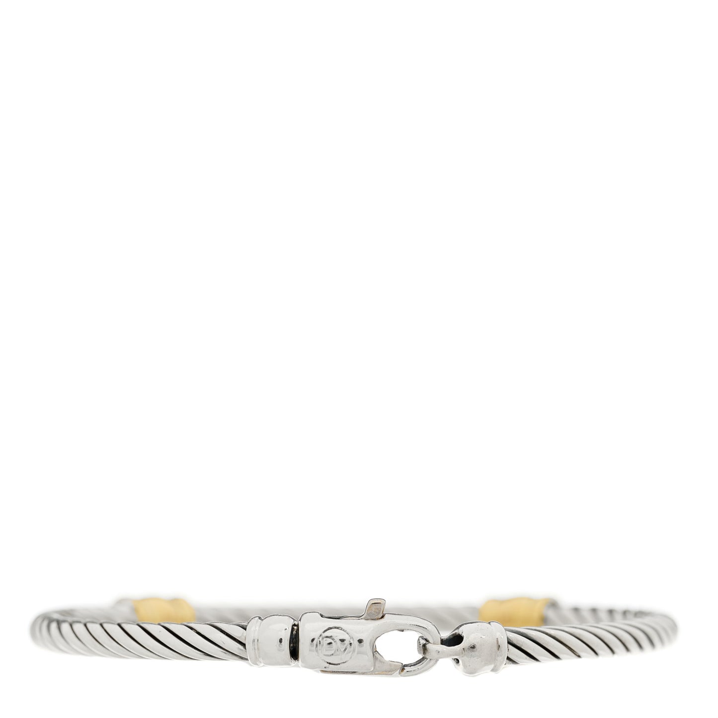 Sterling Silver 18K Yellow Gold Diamond 3mm Cable Classics Two Station Bracelet
