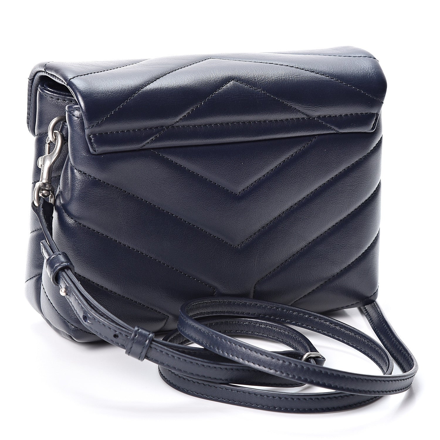 Saint Laurent Calfskin Y Quilted Monogram Toy Loulou Chain Satchel Medium Blue 2 of 10
