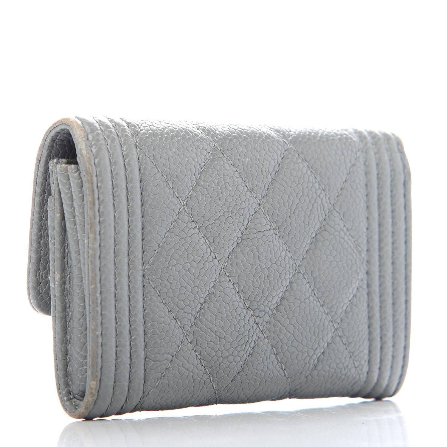 Chanel Caviar Quilted Boy Flap Card Holder Grey 3 of 7