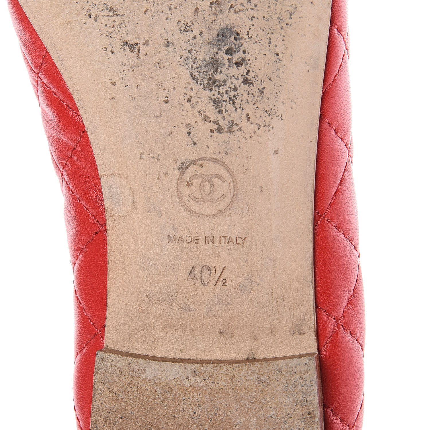 Chanel Lambskin Quilted Cap Toe CC Ballerina Flats 40.5 Light Red 7 of 12
