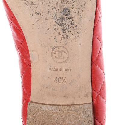 Chanel Lambskin Quilted Cap Toe CC Ballerina Flats 40.5 Light Red 7 of 12