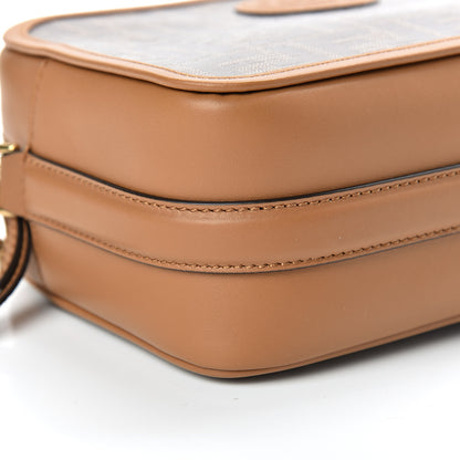 Fendi Glazed Fabric Vitello Century FF 1974 Stamp Patch Camera Case Mogano Panna Caramello 9 of 10