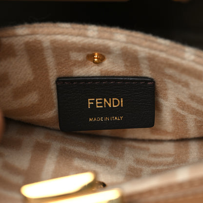 Fendi Canvas Vitello King FF Embroidered Medium Peekaboo X-Tote Beige Cammello Sand 6 of 11