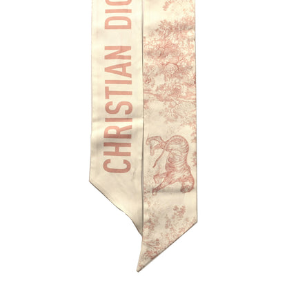 Christian Dior Silk Toile De Jouy Mitzah Scarf Pink 2 of 3
