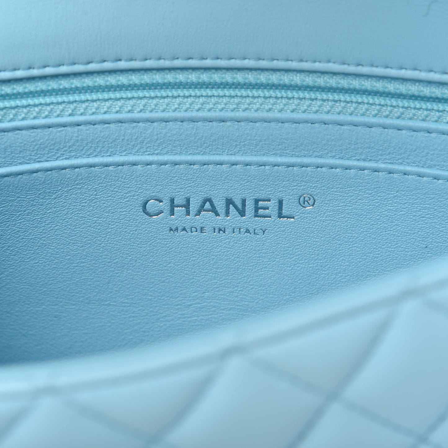 Lambskin Quilted Mini Rectangular Flap Neon Blue