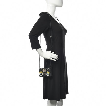 Fendi Shiny Nappa Rabbit Fur Crystal Flowerland Micro Buggie Baguette Black Mojito Multicolor 2 of 9