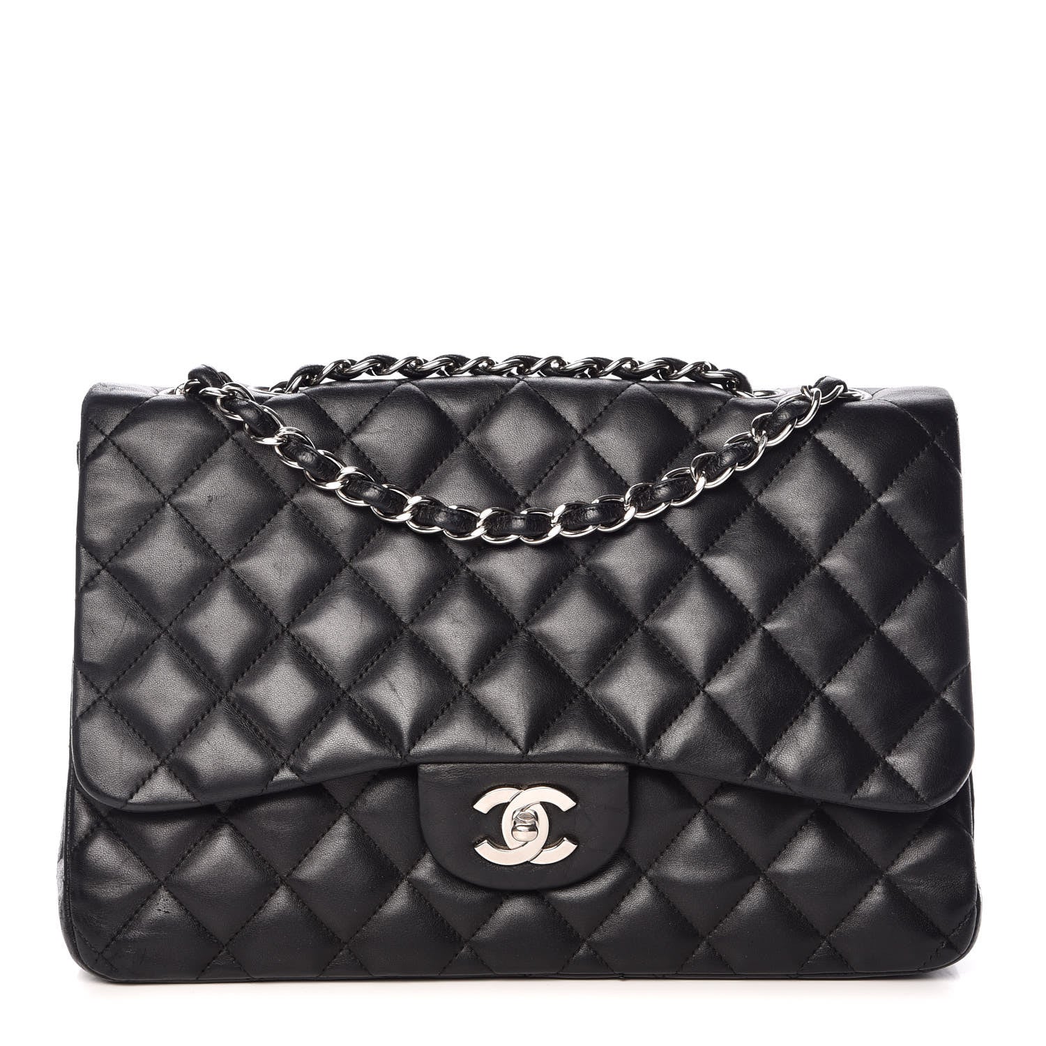 Chanel Lambskin Quilted Jumbo Single Flap Black 1 of 8