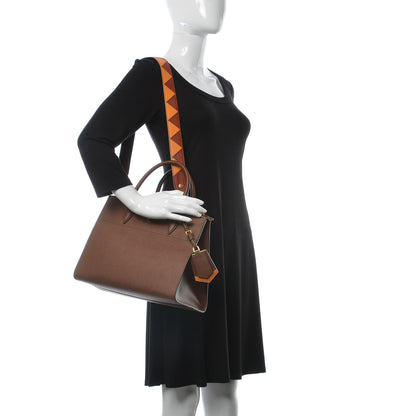 Prada Saffiano City Calfskin Greche Paradigme Bag Palissandro 2 of 10