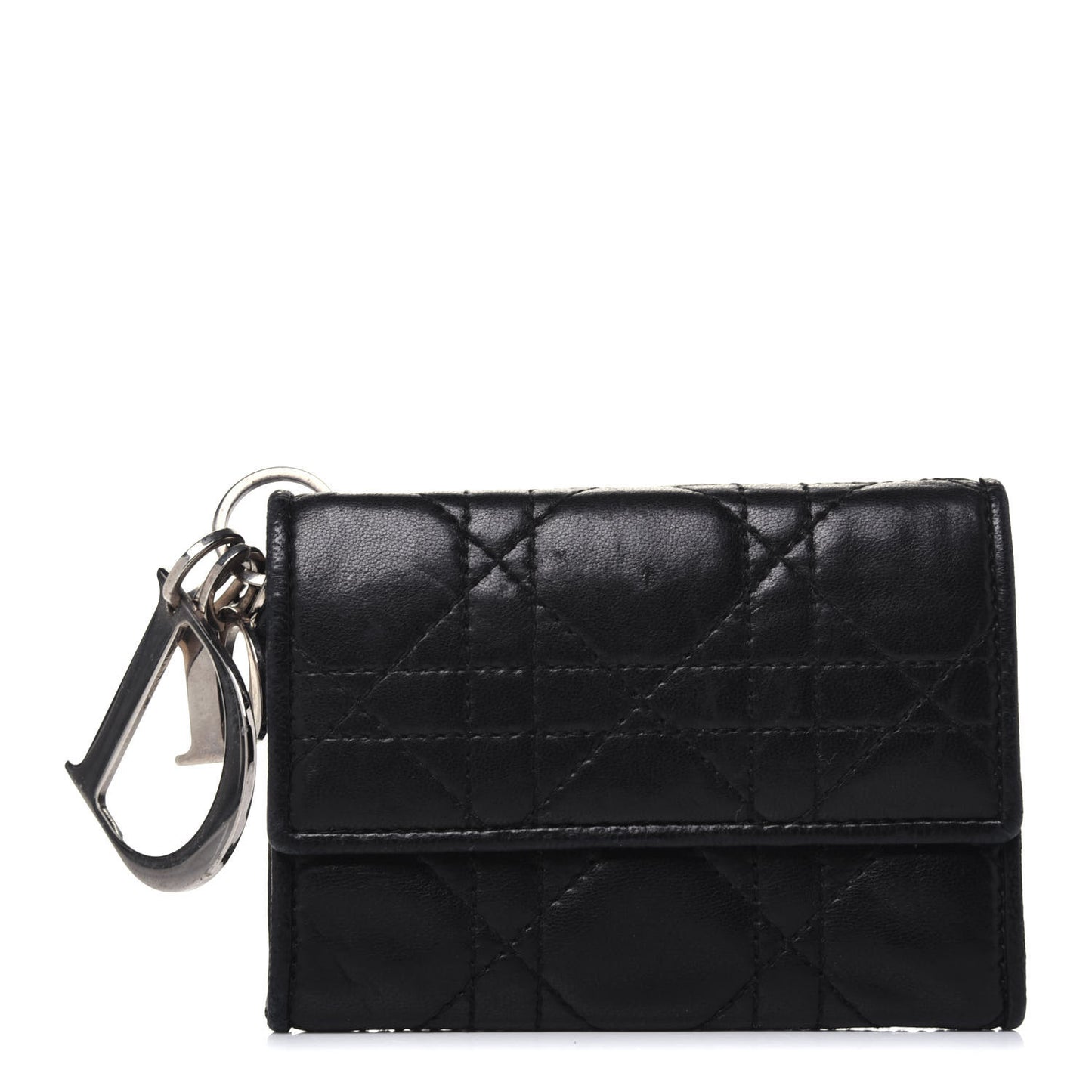 Lambskin Cannage Lady Dior Card Holder Black