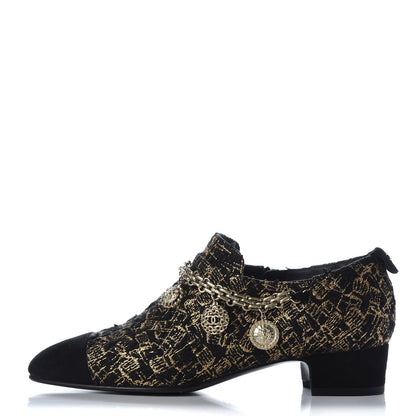 Chanel Tweed Kid Suede Short Boots 36 Black Gold 1 of 9