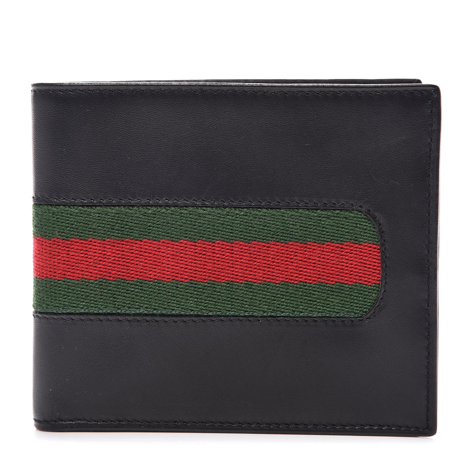 Gucci Calfskin Web Bi-Fold Wallet Black 1 of 6
