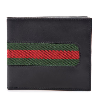 Gucci Calfskin Web Bi-Fold Wallet Black 1 of 6