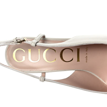 Gucci Nappa Horsebit Platform 35/120mm Slingback Pumps 38.5 New Mystic White 7 of 7