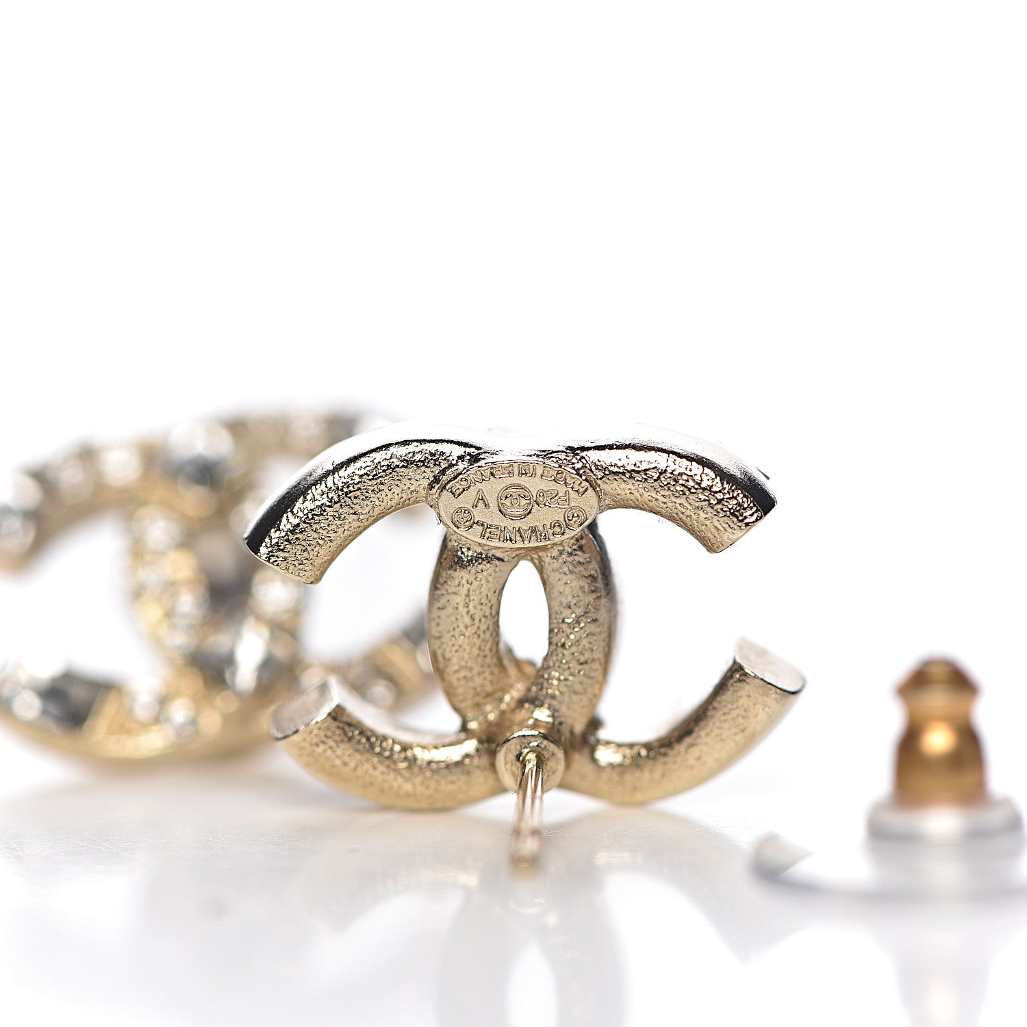 Chanel Crystal Baguette CC Earrings Gold 4 of 5